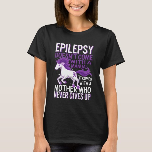 T-shirt Epilepsy Awareness Unicorn Purple Ribbon Seizure D (Devant)