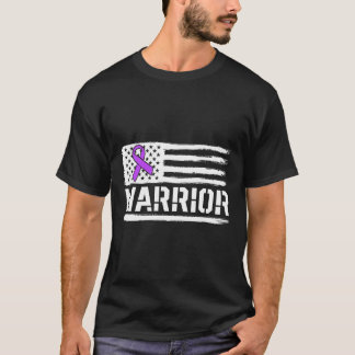 T-shirt Epilepsy Guerrier Cadeau Purple American Drapeau L