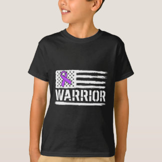 T-shirt Epilepsy Guerrier Cadeau Purple American Drapeau L