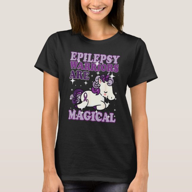 T-shirt Epilepsy Warrior Epileptic Day Purple Unicorn (Devant)