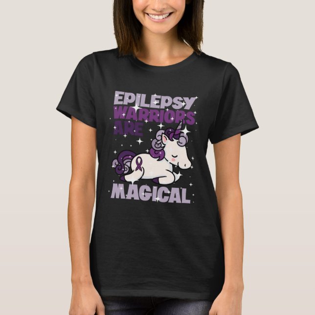 T-shirt Epilepsy Warrior Epileptic Day Purple Unicorn Amou (Devant)