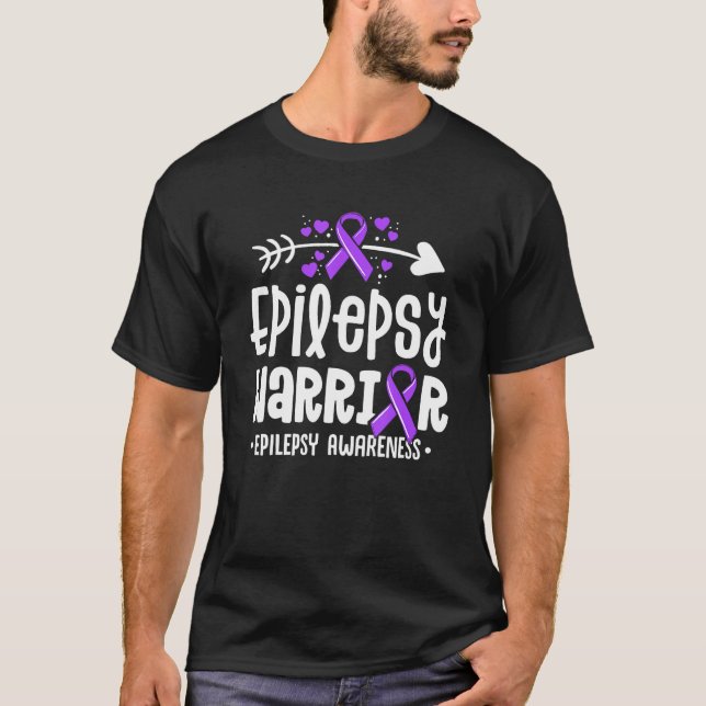 T-shirt Epilepsy Warrior Ribbon Purple Epilepsy Awareness  (Devant)