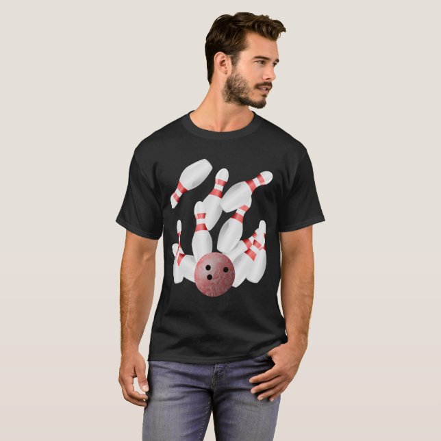 T-shirt Épingles de bowling et balle de bowling (Devant entier)