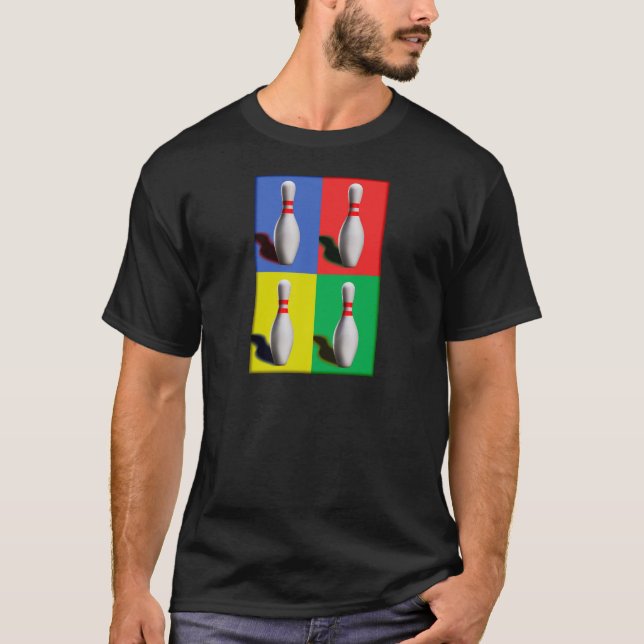 T-shirt Épingles De Bowling Gras, Conception D'Art Pop, (Devant)