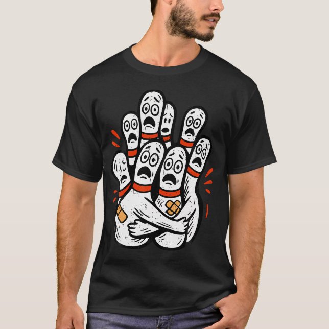 T-shirt Épingles de quille de dessin animé effrayées Pla S (Devant)