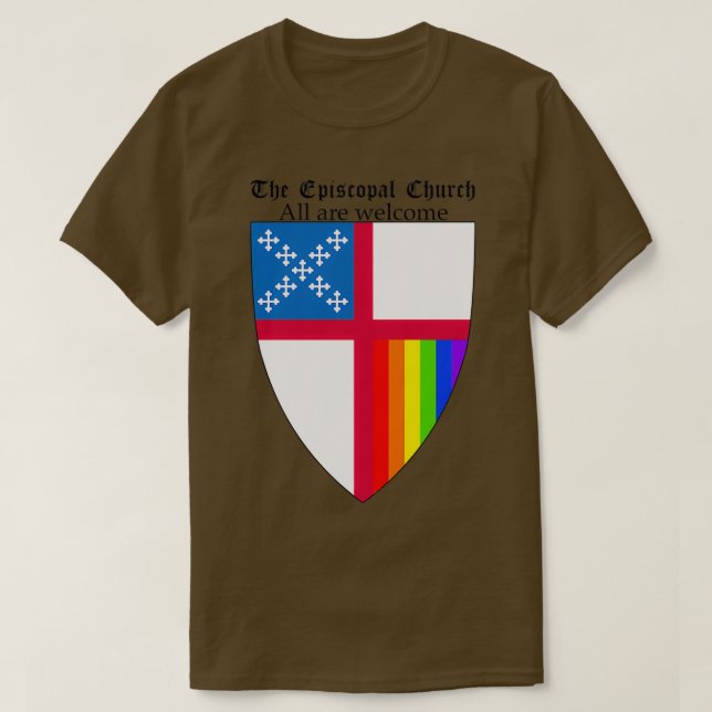 T-shirt Episcopal Church Shield with Rainbow Pride Vertica (Design devant)