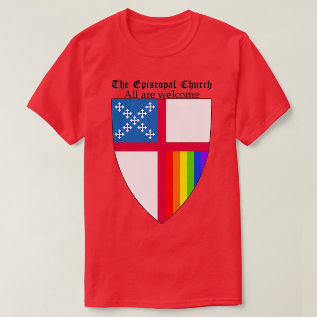 T-shirt Episcopal Church Shield with Rainbow Pride Vertica (Design devant)