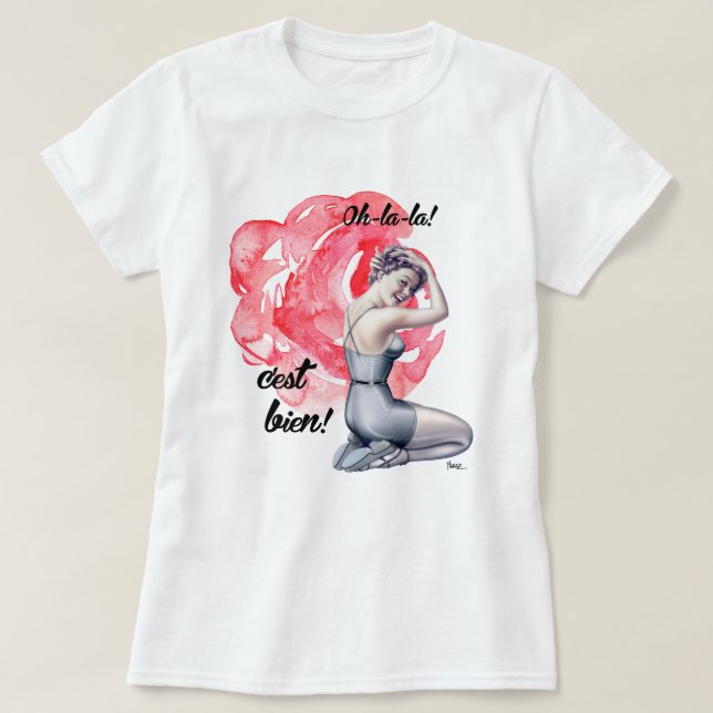 T-shirt Épouse avec Arrière - plan floral (Design devant)