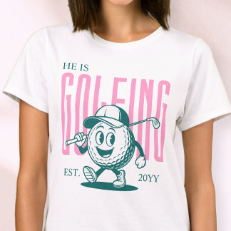 T-shirt Épouse de golf personnalisée humour fun rétro rose