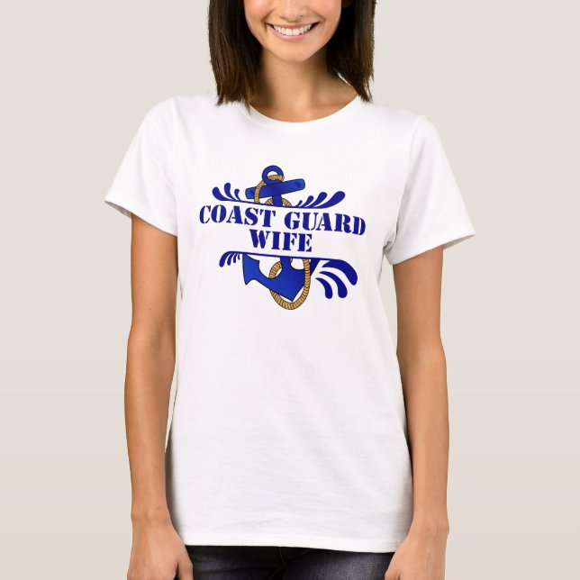 T-shirt Épouse de la garde côtière, Ancres loin ! (Devant)