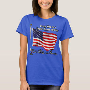 T-shirt Épouse fière d'un vétéran américain avec drapeau a