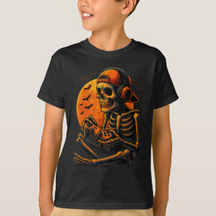 T-shirt Épouvantable joueur Halloween squelette effrayant