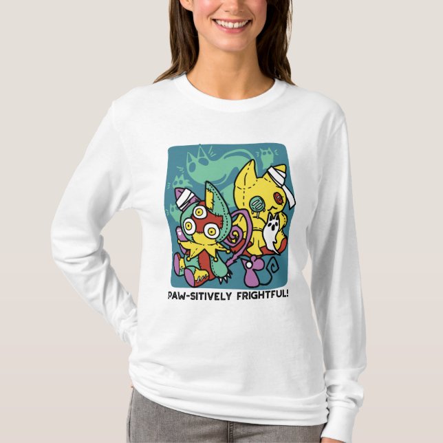 T-shirt Épouvantablement mignon | Chats monstrueux Hallowe (Devant)