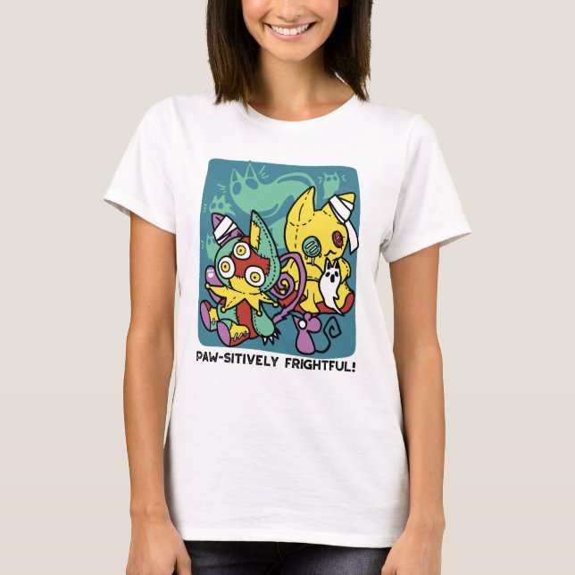T-shirt Épouvantablement mignon | Chats monstrueux Hallowe (Devant)