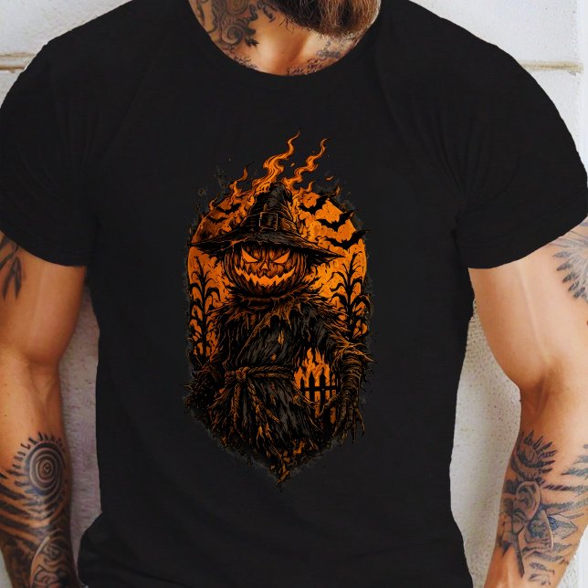 T-shirt Épouvantail Citrouille Ardente (Créateur téléchargé)