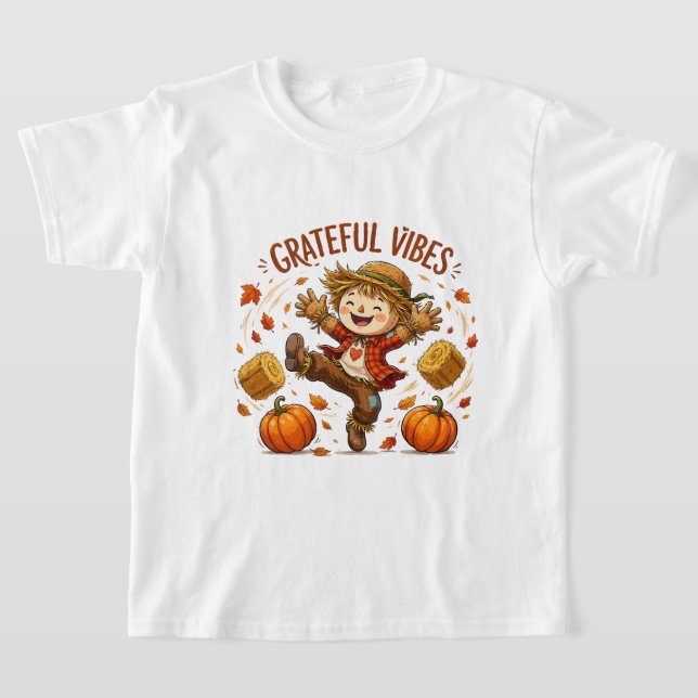 T-shirt Épouvantail Vibrations de Gratitude Automne (Poser)