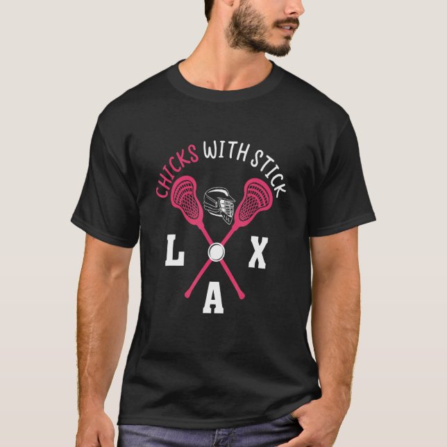 T-shirt Époux Filles avec bâtons Lacrosse 1 (Devant)