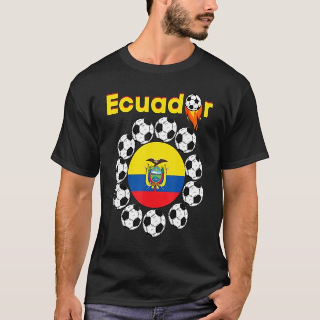 T-shirt Equateur Flag Football Teams Futball Fan Soccer (Devant)