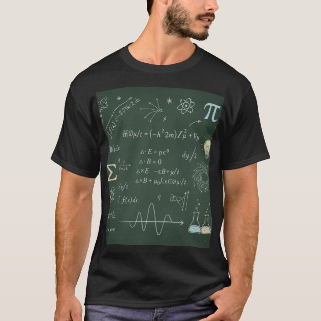 T-Shirt Équations de Tableau Noir de Mathématiques (Devant)
