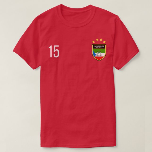 T-shirt Equatorial Guinea Number 15 Sports Jersey Fifteen  (Design devant)