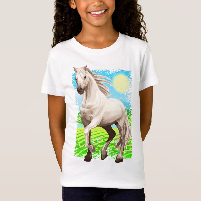 T-Shirt Equestre - Cheval Blanc - Équitation (Devant)