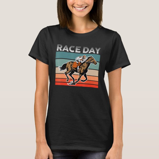 T-shirt Equestrian Horse Racing Racer Horse Jockey Retro R (Devant)