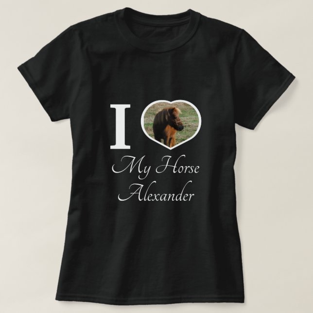 T-shirt Equestrio mignonne J'aime mon cheval photo de coeu (Design devant)