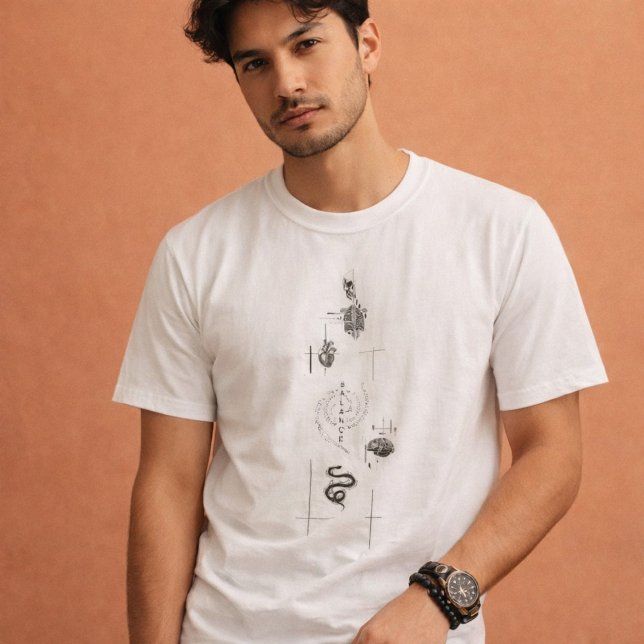 T-shirt Équilibre : Conception de mots verticaux (Créateur téléchargé)