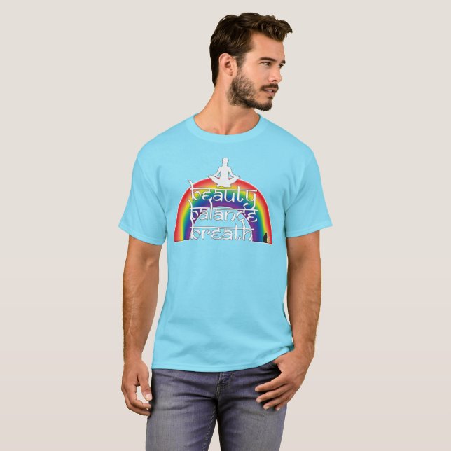 T-shirt Équilibre de beauté, souffle et intentions arc-en- (Devant entier)
