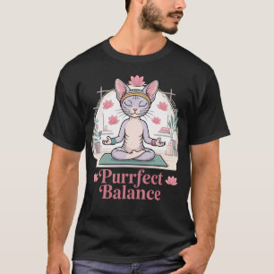 T-shirt Équilibre Parfait Méditation Yoga Chat Sphynx