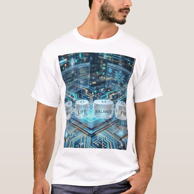 T-shirt Équilibre Vie Professionnelle | Programmeur Techno (Devant)