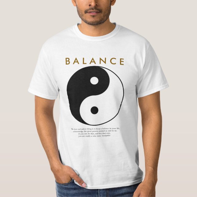 T-shirt Équilibrer Yoga Yin Yang avec devis (Devant)