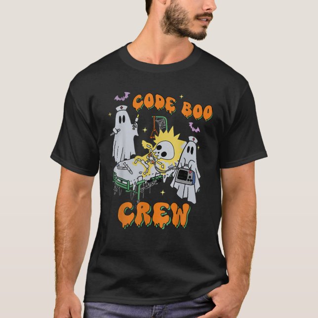 T-shirt Équipage Code Boo Drôle Fantôme Infirmière Hallowe (Devant)