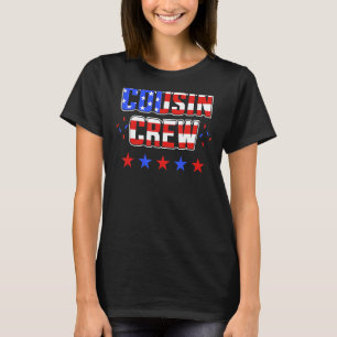 T-shirt Équipage Cousin Avec Drapeau Américain Pour 4 juil
