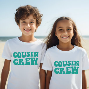 T-shirt Équipage Cousin Turquoise Famille de jumelage en