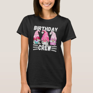 T-shirt Équipage D'Anniversaire Rose Pour Femmes Et Gnome 