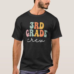 T-shirt Équipage de 3e année Rétro Groovy Femmes Heureux P