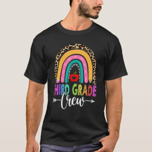 T-shirt Équipage de 3e année Troisième Léopard Arc-en-ciel