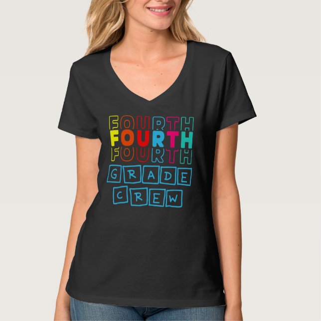 T-shirt Équipage de 4e année heureux de retour à l'école e (Devant)