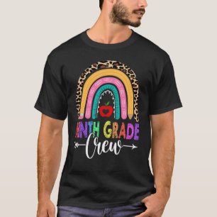 T-shirt Équipage de 9e année neuvième année Léopard arc-en