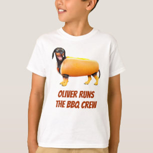 T-shirt Équipage de BBQ de teckel personnalisé Drôle de ch