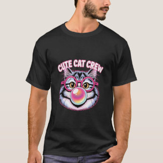 T-shirt Équipage de chat mignon design de lunettes drôles