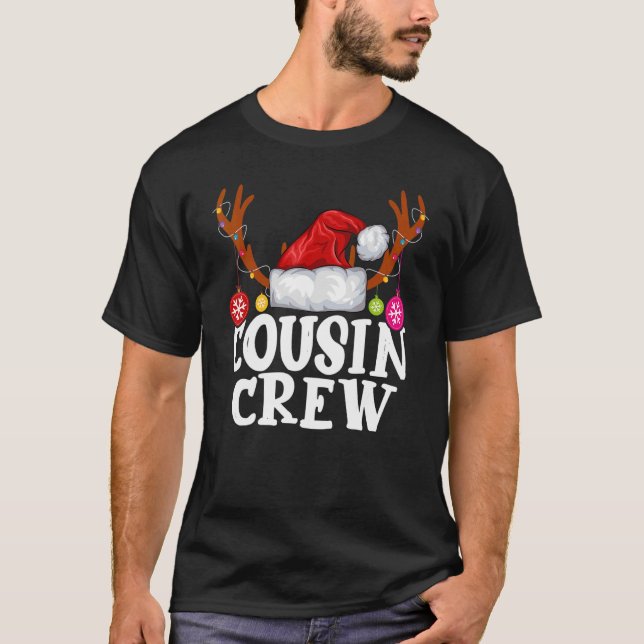 T-shirt ÉQUIPAGE DE Cousin DE Noël Santa Hat Reindeer Antl (Devant)