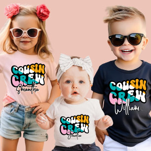 T-shirt Équipage de Cousin Personnalisé Rétro Ajoutez votr