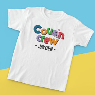 T-shirt Équipage de Cousins Amusants et Colorés avec Nom P
