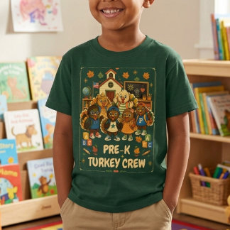 T-shirt Équipage de dinde de pré-maternelle Cute Thanksgiv