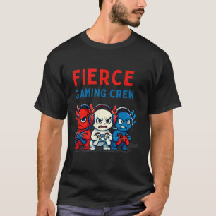 T-shirt Équipage de jeu axolotl drôle féroce rouge blanc b