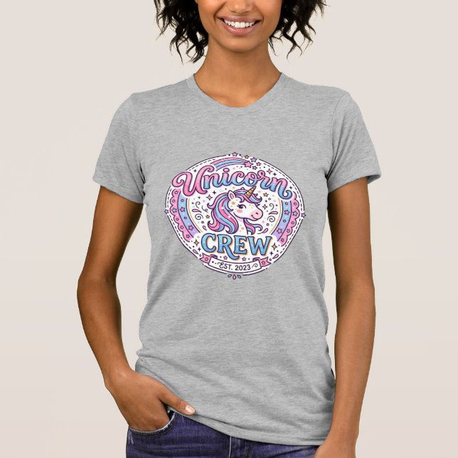 T-shirt Équipage de licorne conception à la demande d'impr (Devant)