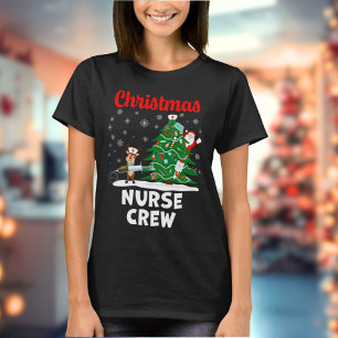 T-shirt Équipage de l'infirmière de Noël avec Père Noël et