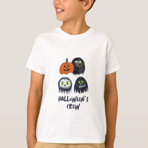 T-shirt Équipage de monstre noir mignon et effrayant d'Hal